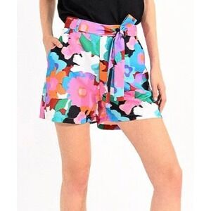 NWT Lili Sidonio Colorblock Floral Print Shorts with Belt - Women's XS‎